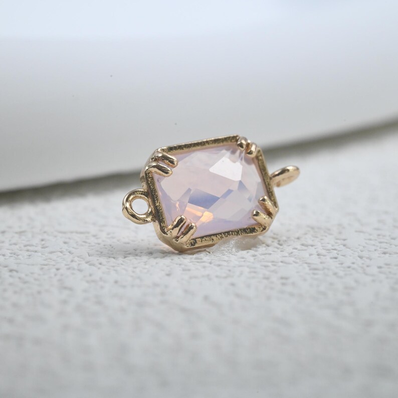 Gold Plated CZ Rectangle Charm, Geometric Birthstone Connector (8.5x16mm) image 5