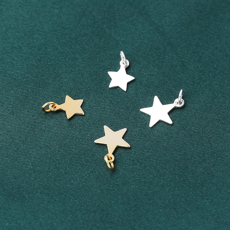 20 dijes de estrella de plata de ley, lámina de estrella brillante de 5 x 4 mm, joyería al por mayor imagen 10
