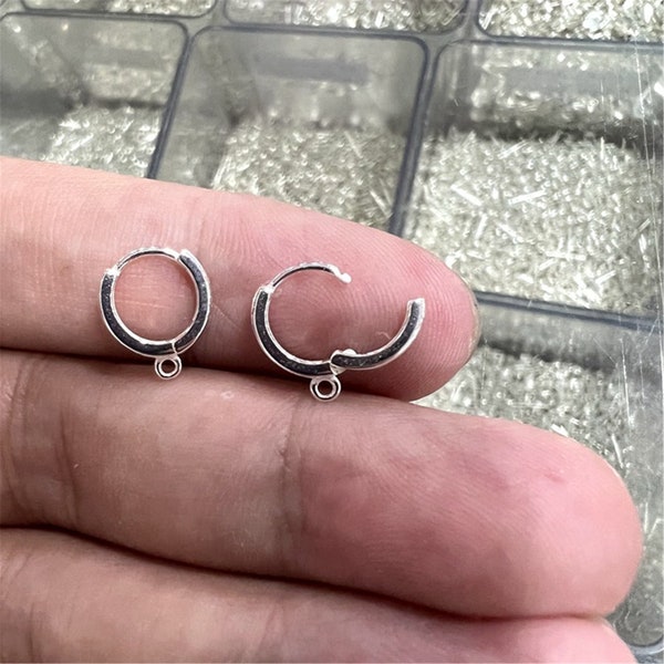 Sterling Silver Round Earring Hoops with Loops, Silver Hoop Earring, Ear Wire Hoop, Earring Component, Earring Jewelry Making Supplies 11mm