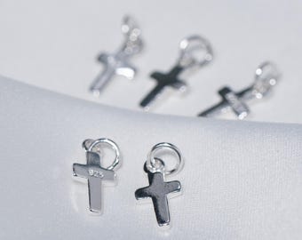 Tiny Sterling Silver Cross Charms, Bracelet Necklace Pendant