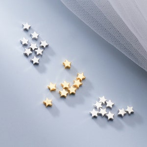 20 Stück Sterling Silber Stern Perlen, 925 Silber vergoldet Stern Bead, Stern Armband Bead, Stern Ohrring Beads, Shiny Star Spacer Bild 1