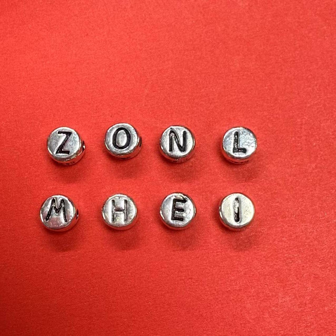 S925 Sterling Silver Initial Bead,26 Alphabet Letter bead,Thai Silver Alphabet Pendant,Cake Bead,Bracelet Bead,DIY Bracelet Supplies