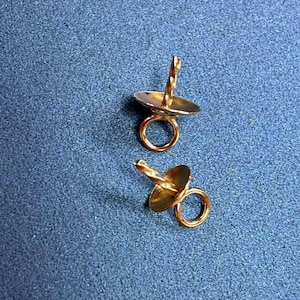 14K Gold Filled Plain Bail Cap with Peg, Flower Bail Pegs For Half Drilled Beads, Pearl Cup Charm,Bead Cap Bails with Pin for Jewelry Making
