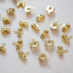 14K Gold Silicon Earring Backs Loop to Add Dangle 6mm for 0.5-0.85