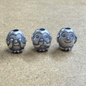 1 pc Sterling Silver Monkey Bead, Monkey Spacer Beads, 925 Silver Cute Monkey Spacer Bead, Bracelet Bead, Necklace Bead, Animals Spacer Bead