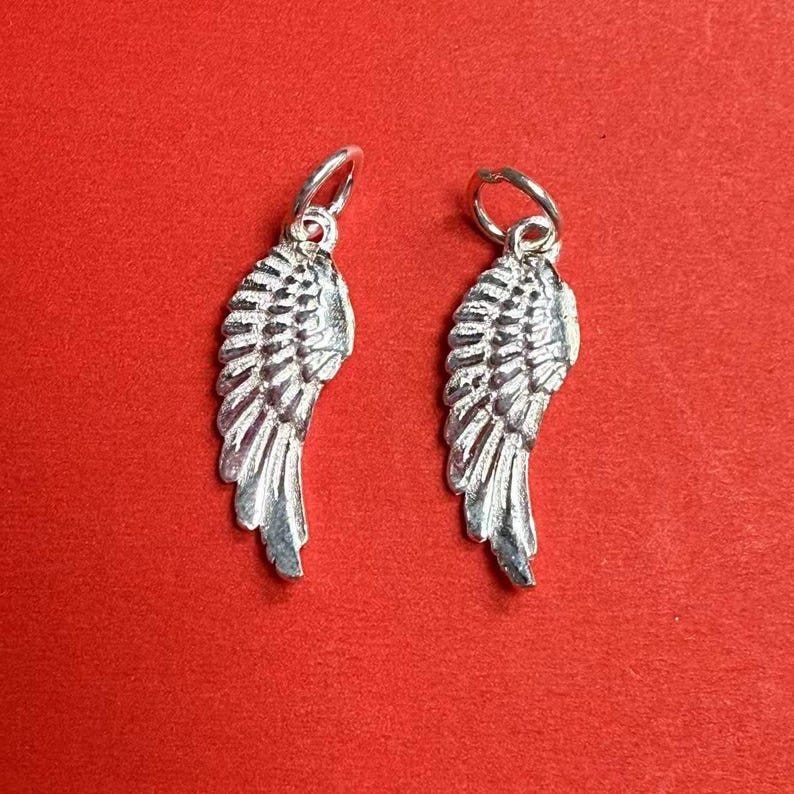 Charm de alas de ángel de plata esterlina, suministros para hacer joyas imagen 9