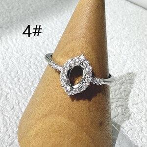 Sterling Silver Teardrop Ring Setting, Water Drop Design (4x6mm) 4# rhodium