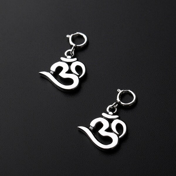 Sterling Silver Om Clip On Charm Pendant, Yoga Bracelet, Meditation Necklace, Mantra Earring, Zen Jewelry, Ohm Charm, Charms In Bulk