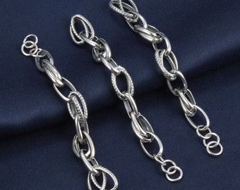 Chaînes d’extension de câble en argent sterling, rallonges de chaîne de câble en argent 925, chaînes de rallonge de collier, rallonge de câble 90mm