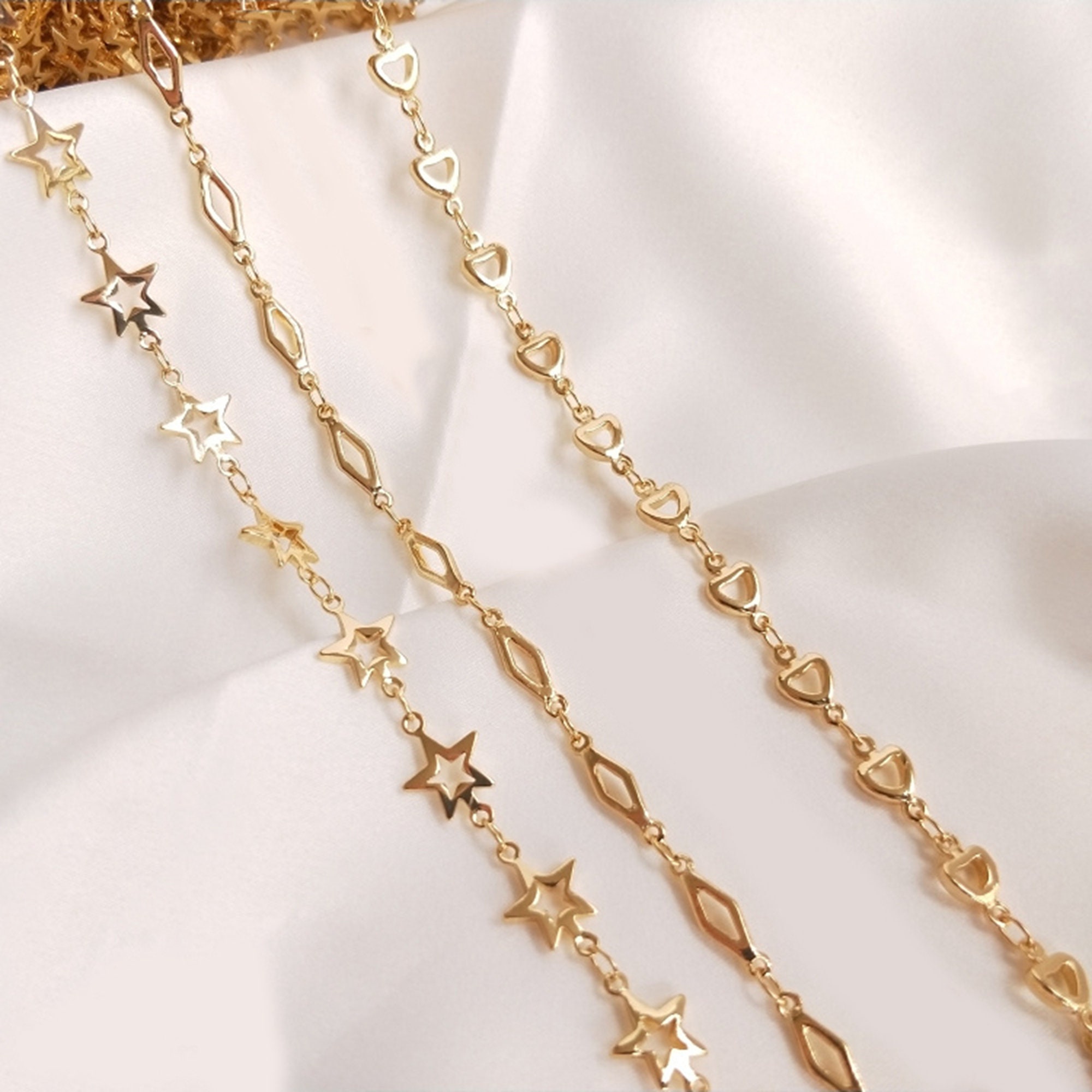 14K Gold Plated Specialty Chain, Bulk Love Heart Chains, Unfinished Star Chains, Gold Tone Rhombus Chain, Jewelry Making Necklace Bracelet - Etsy 14K Gold Plated Specialty Chain, Bulk Love Heart Chains, Unfinished Star Chains, Gold Tone Rhombus Chain, Jewelry Making Necklace Bracelet - Etsy