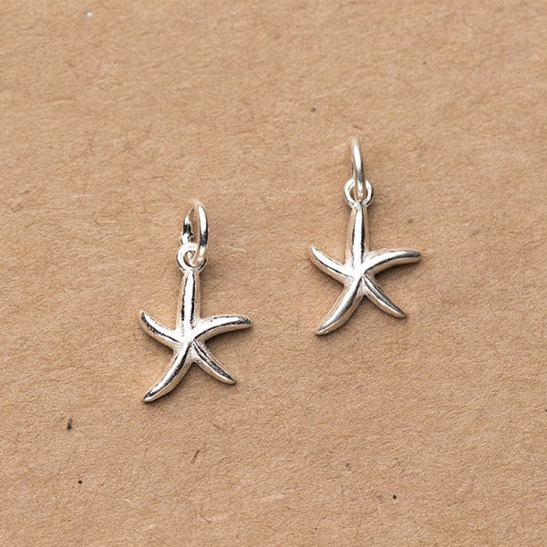 Sterling Silver Starfish Charm Pendant, Ocean Bracelet, Marine Necklace, Sea Life Earring, Small Charm, Tropical Jewelry, Coastal Charm