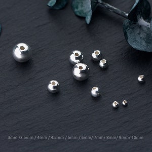 Sterling Silber Perlen, Sterling Silber Nahtlose Runde Perlen, 925 Silber Runde Perle, 2mm 2.5mm 3mm 3.5mm 4mm 5mm 6mm 7mm 8mm 18mm Bild 5
