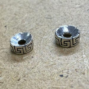 Sterling Silver Greek Key Beads, Bracelet Spacer (2pcs)