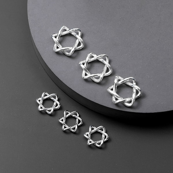 Sterling Silver Star of David Beads, Jewish Star Bead, Hexagram Bead, Religious Bead, Bracelet Spacer, Mystical Bead, Esoteric Bead