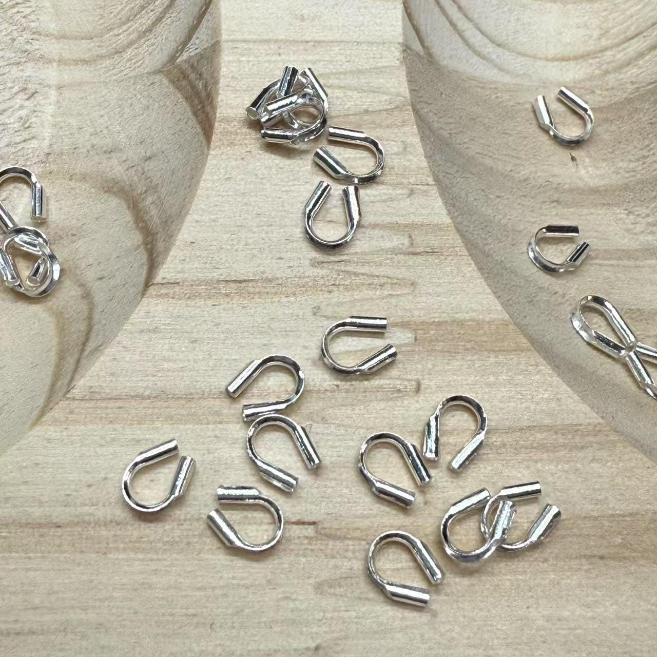 Sterling Silver Cable Thimbles, 925 Silver Wire Savers, Wire Savers Cable Thimble Guardian Protector, Cable Thimbles for Jewelry Findings