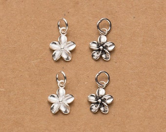 Sterling Silver Flower Charm Pendant, Flower Bracelet, GardenNecklace, Petal Earring, Small Charm, Nature Jewelry, Botanical Charm