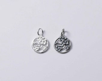Sterling Silver Flower Charm Pendant, Blossom Jewelry