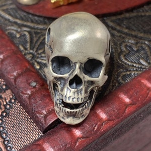 S925 Sterling Silver Skull Head Bead, Spacer Beads, Bracelet Bead, Necklace Bead,Skull Pendant, 3D Bead, Skull Jewelry,Antique Silver Skull