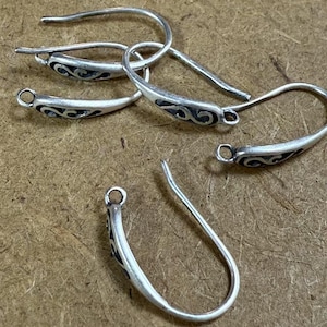 Sterling Silver Spiral Water Drop Earring Hooks, s925 Silver Earring Hooks For Jewelry Making, Oval Earring Hooks with Loop,Vintage Ear wire