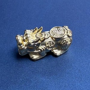 Little Sterling Silver Pixiu Bead, 999 Silver gold plated Pi Xiu Bead, Kylin Bead, Good Fortune Bead, Bracelet Bead, Animal Beads
