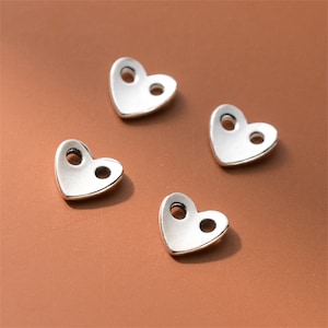 Sterling Silber Herz Knöpfe Perlen, Liebe Knopf Perlen, Schlichte Knöpfe, 925 Silber Knöpfe, Armband Knöpfe, Halskette Knöpfe, Knopf Spacer