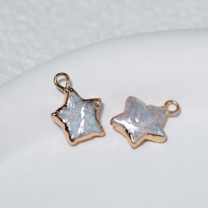 Colgante con dije de estrella de perla natural de agua dulce de 11-13 mm, perla barroca en forma de estrella, colgante de estrella con pentagrama, dije para pendientes, dije de perla para hacer pendientes