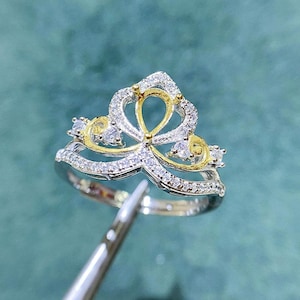 Sterling Silber Oval Ringfassung , Ovaler Ringkopf , 925 Silber Ring Krappenfassung mit Kralle , Pave Ring Fassung , Ringschiene 4 x 5 mm
