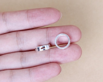 Sterling Silver Bead Frames, Flat Hole Bracelet Bead (8mm/9.5mm)