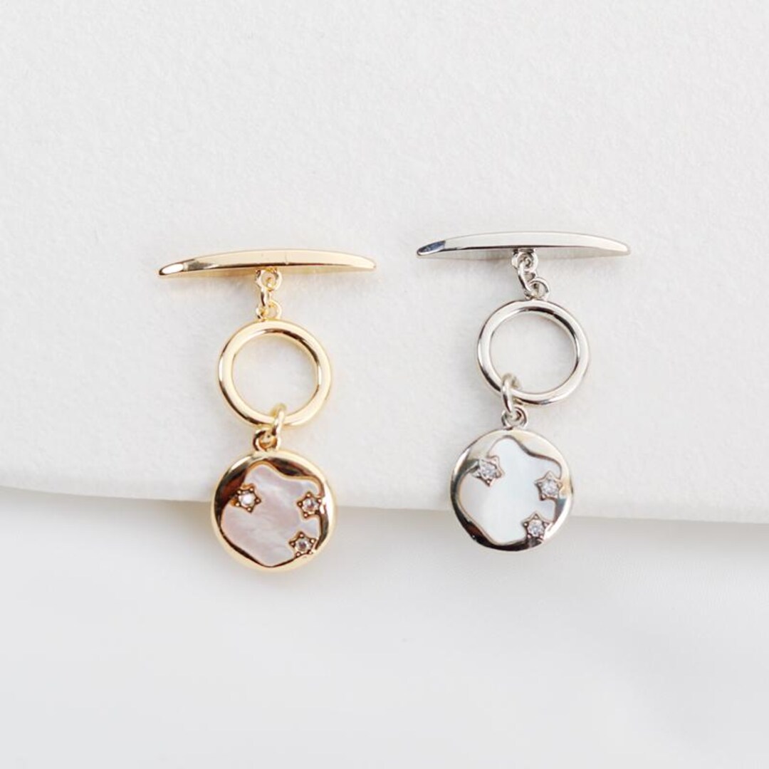 Shell Toggle 14K Gold Plated Shell Toggle Clasps, Round Circle Clasp Set - Etsy