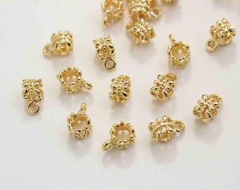 18K guldpläterade munkspetsar, armbandspärlor med stort hål 5 x 9 mm