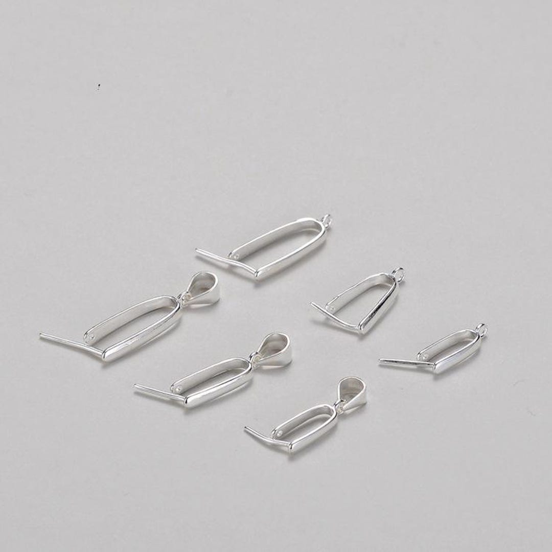 Sterling Silver Shiny Pinch Bails W/ Hole Bail, 925 Silver Pinch Bail(00)