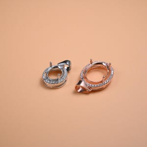 Lunette sertie griffes en argent sterling S925 pour pierre ovale, serti griffes, breloques halo, pendentif plusieurs tailles avec bélière