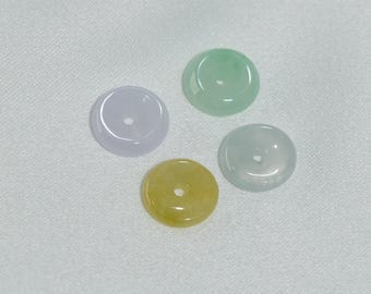 Colorful Jade Donut Beads, Green Rondelle Gemstone, 7mm Loose Stone