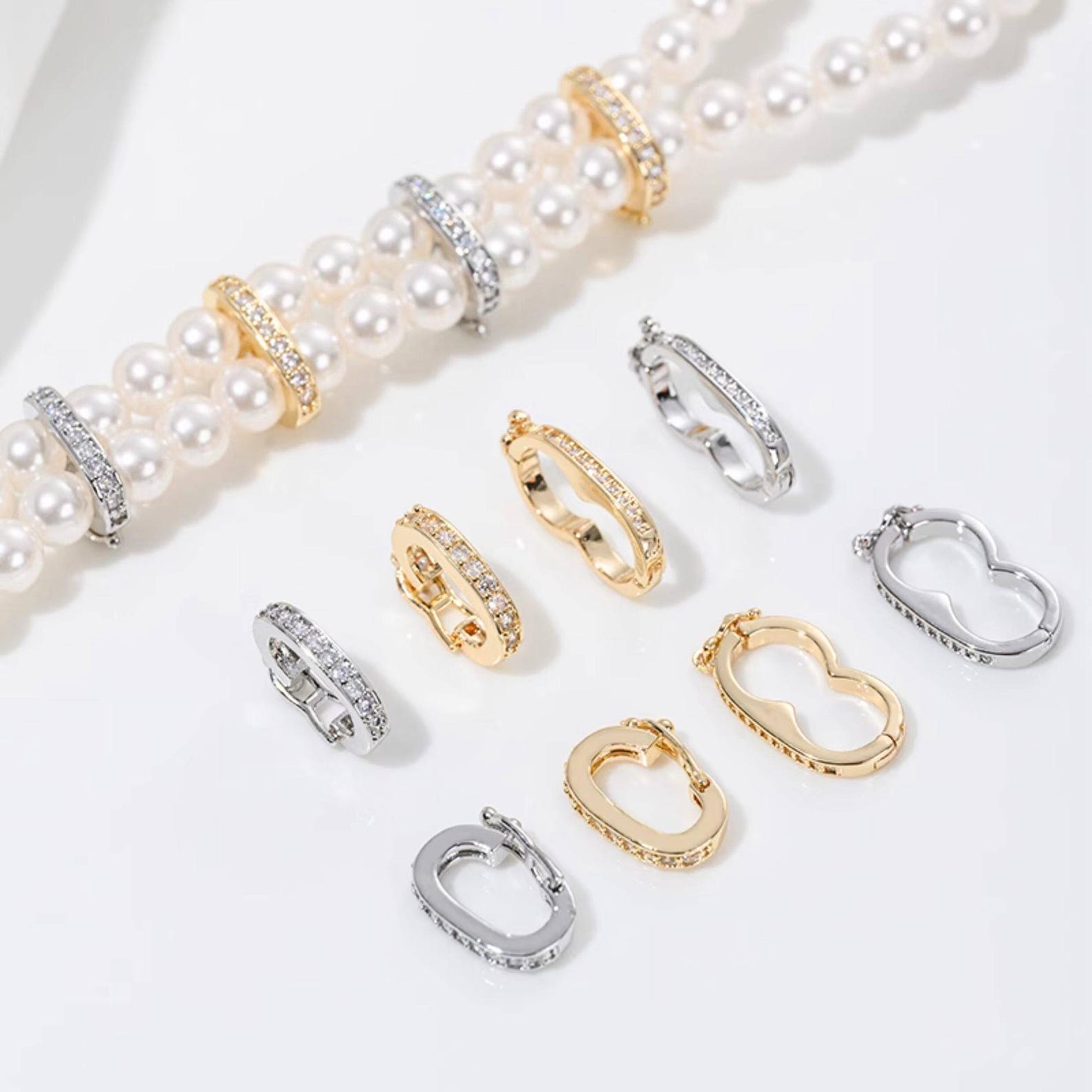 14K Gold Plated Shortener Enhancer Clasp for Pearl Bracelet Necklace ...