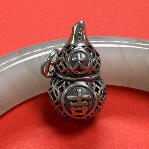 Sterling Silver Gourd Charm Pendant, Fortune Bracelet, Wealth Gourd Necklace, Lucky Symbol Earring, Auspicious Jewelry, Prosperity Charm