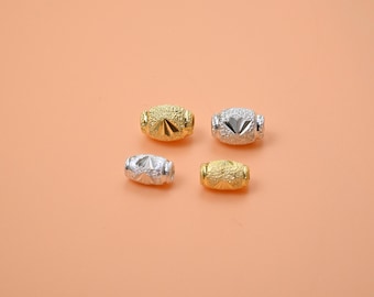 Walzenperle aus 925er Silber, vergoldete Zwischenperle (7 mm x 8 mm)
