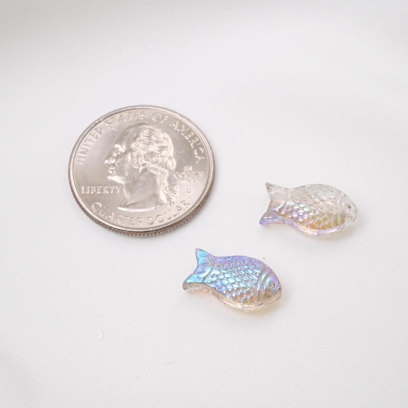 Iridescent Glass Fish Beads, Animal Charms, Jewelry Making Supplies image 12