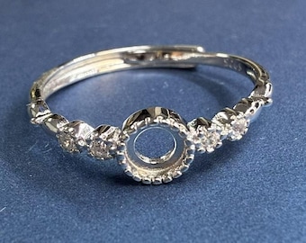 Sterling Silber Pave Ringrohling, runde Lünette, DIY-Ringschiene (4 mm 5 mm 6 mm)