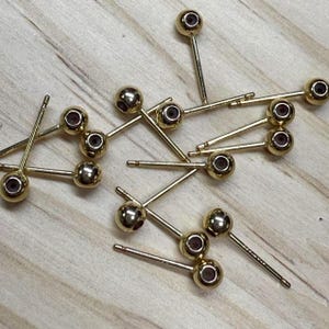14k Gold Filled Round Ball Stud Earring Posts with Sillicon, Gold Filled Round Ball Bead Earring , Round Ball Ear Stud, Stud Earrings
