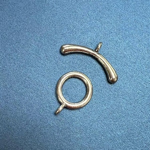 Sterling Silver Round Toggle Clasp with Curve Bar, S925 Silver Toggle Clasp, Bracelet Clasp, Necklace Clasp, Round Circle Clasp, Toggle Set