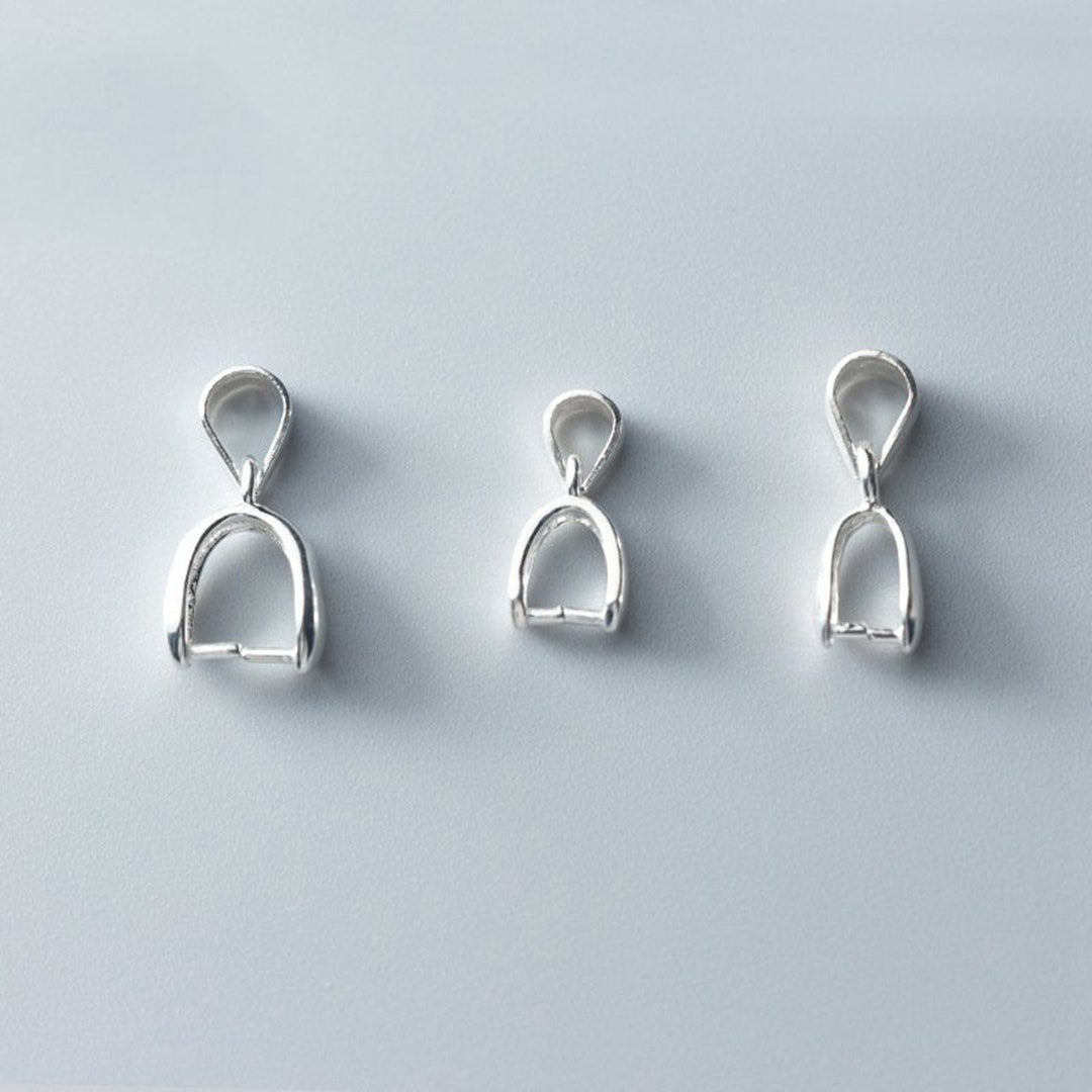 Sterling Silver Shiny Pinch Bails, S925 Silver Pinch Bail, Pendant Bail