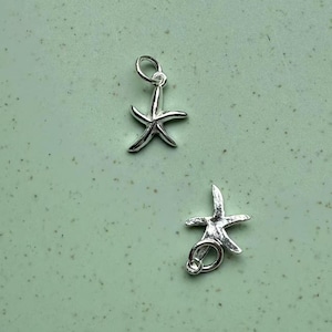 Sterling Silver Starfish Charm Pendant, Ocean Bracelet, Marine Necklace, Sea Life Earring, Small Charm, Tropical Jewelry, Coastal Charm