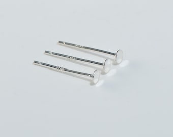 Sterling Silver Flat Pad Ear Studs, Pearl Mounting Component