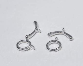 Sterling Silver Round Toggle Clasp Set, Jewelry Findings