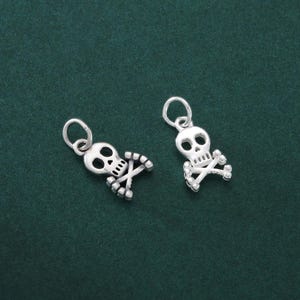 Sterling Silver Skull Charm Pendant, Skeleton Bracelet, Crossbones Necklace, Gothic Earring, Jack skellington Charm, Halloween Jewelry