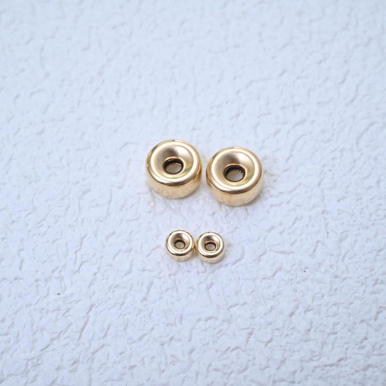 14K Gold Filled Rondelle Spacer Beads, Bracelet Necklace Donut Beads image 1