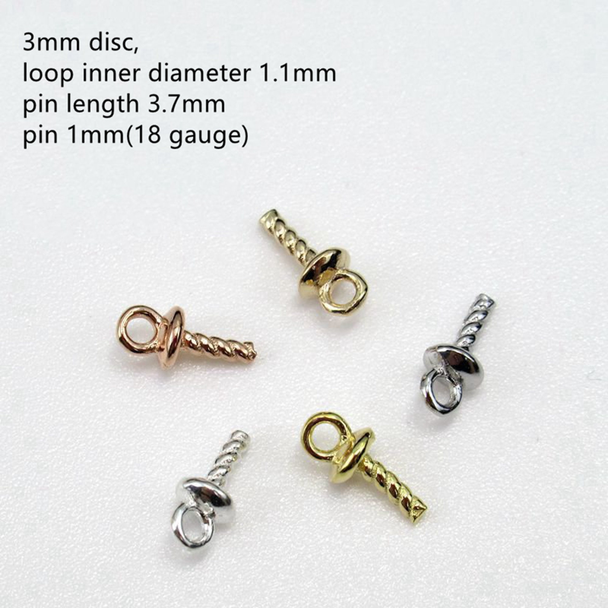 925 Sterling Silver DIY Eye Pin Peg Bail Pearl Cap Pendant Connectors