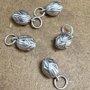 Sterling Silver Flower Bud charm, Silver Flower Bud Charms, Small Floral Earring Charms,Jewelry Making Supplies,Bracelet Necklace Charms DIY