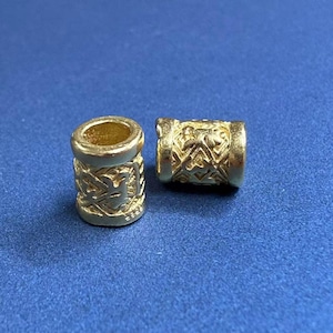 Cuenta cilíndrica con mantra, chapada en oro y plata de ley 925, espaciadora budista tibetana (6 x 5 mm)