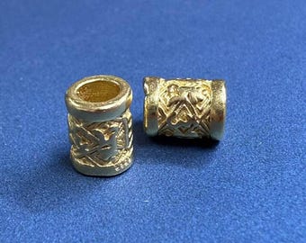 Cuenta cilíndrica con mantra, chapada en oro y plata de ley 925, espaciadora budista tibetana (6 x 5 mm)